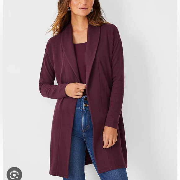 NWT Ann Taylor Waffle Shawl Collar Open Cardigan - Picture 1 of 7